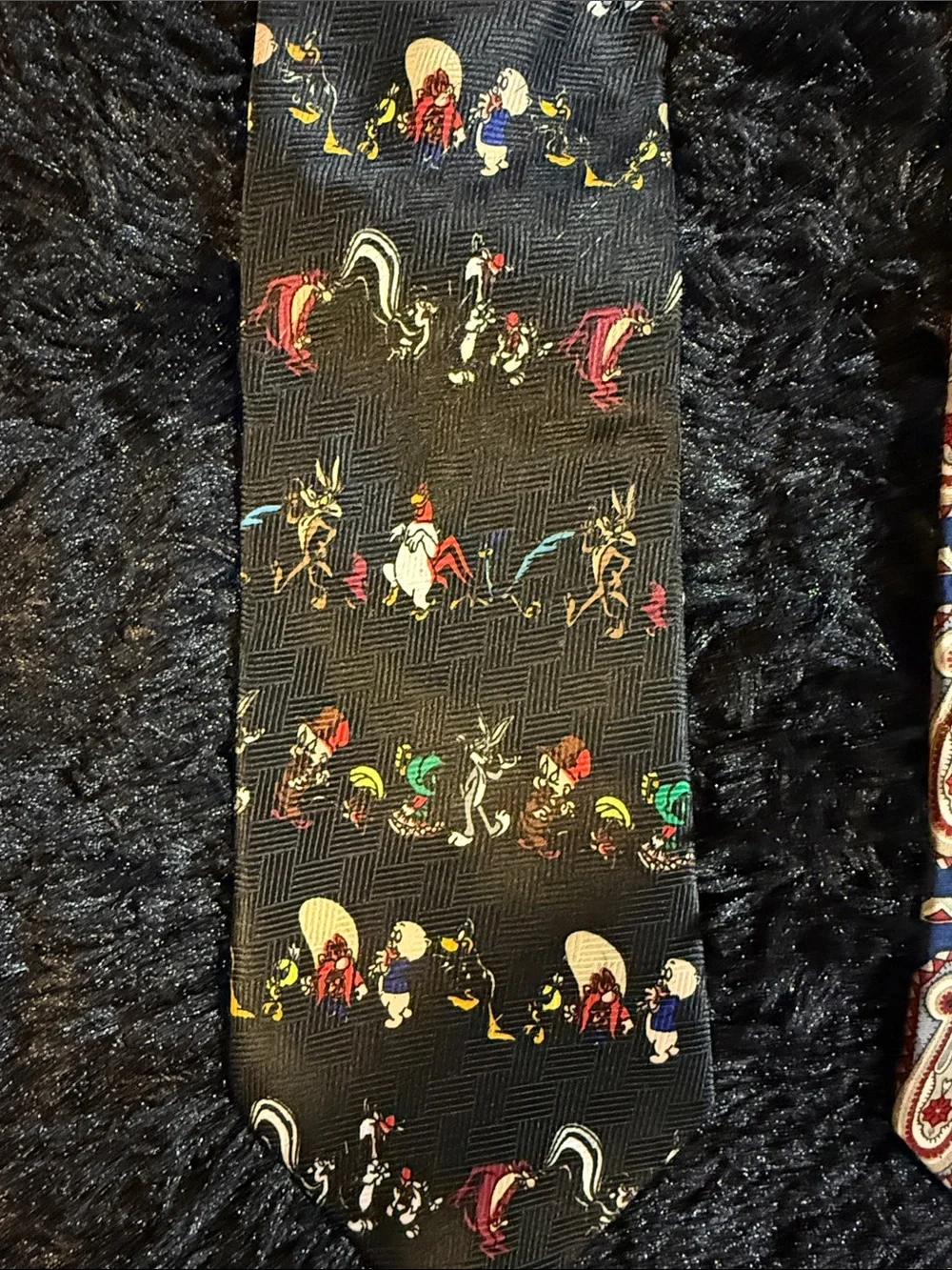 VTG 1996 Looney Tunes set of 2 Ties Paisley/Black Satin